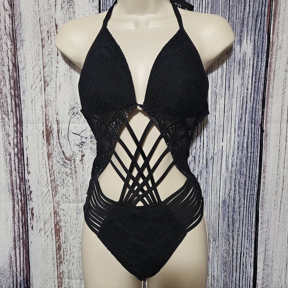Kenneth Cole sexy black lace swimsuit